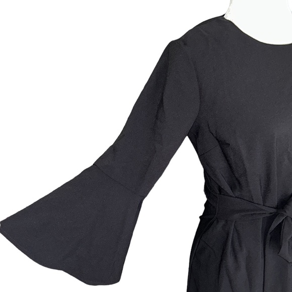 NWT Lulus Last Love Song Black Tie Waist Bow Detail Bell Sleeve Dress - M - Picture 7 of 16